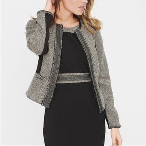WHBM Black Tweed Combo Blazer Size 2